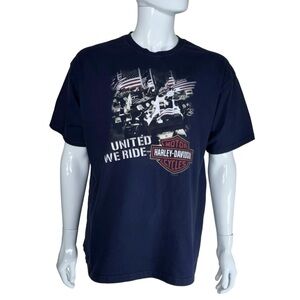 Harley-Davidson Men's Y2K United We Ride Caliente San Antonio  Navy Blue Tee